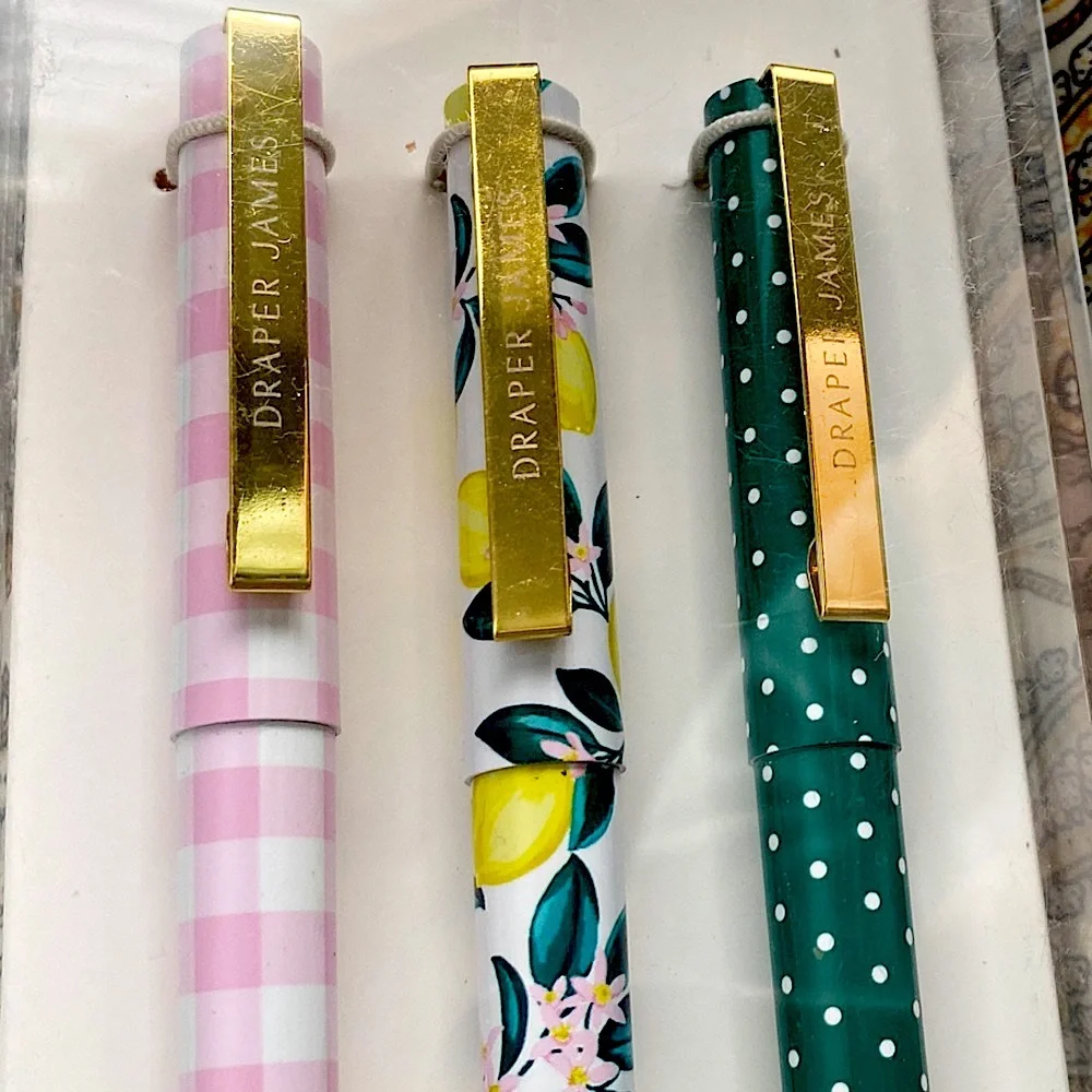 Draper James Yellow Lemon Floral Pencil Case & set of 3 pens! Also, FREE gift 💝